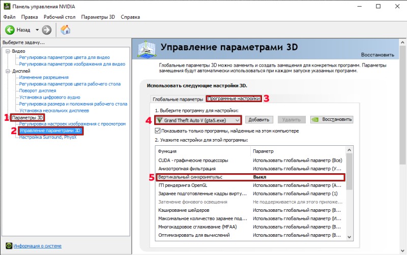 gta 5 nvidia вертикальный синхроимпульс