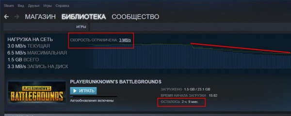 скорость загрузки стим снижена
